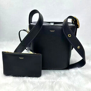 Coach Men Bleecker Bucket Bag 21 Crossbody Leather/Brass/Black CCX07 NWT + Pouch